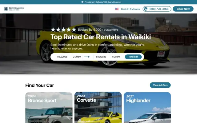 Blue Diamond Vacations website design